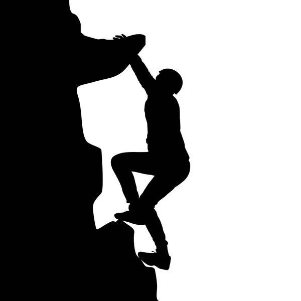 Black silhouette rock climber on white background — Stock Vector