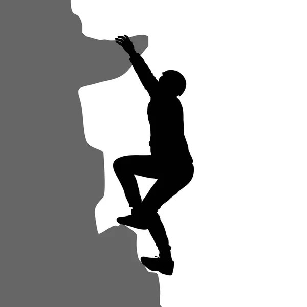 Black silhouette rock climber on white background — Stock Vector