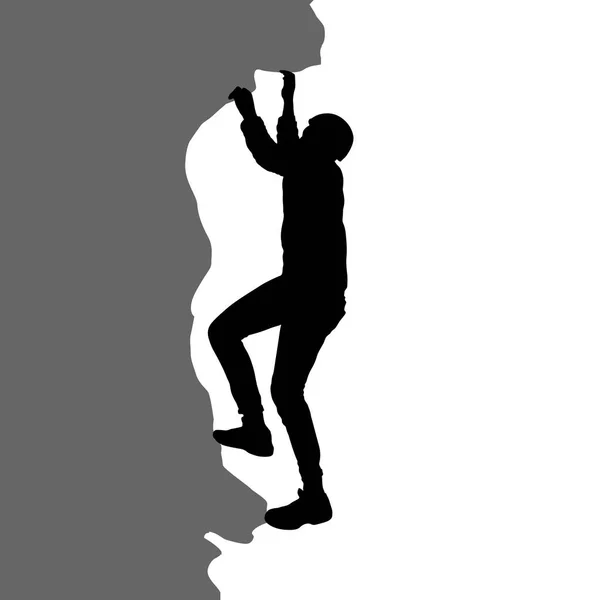 Black silhouette rock climber on white background — Stock Vector