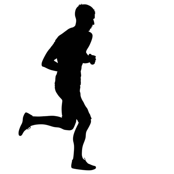 Preto silhuetas corredores sprint homens no branco fundo —  Vetores de Stock
