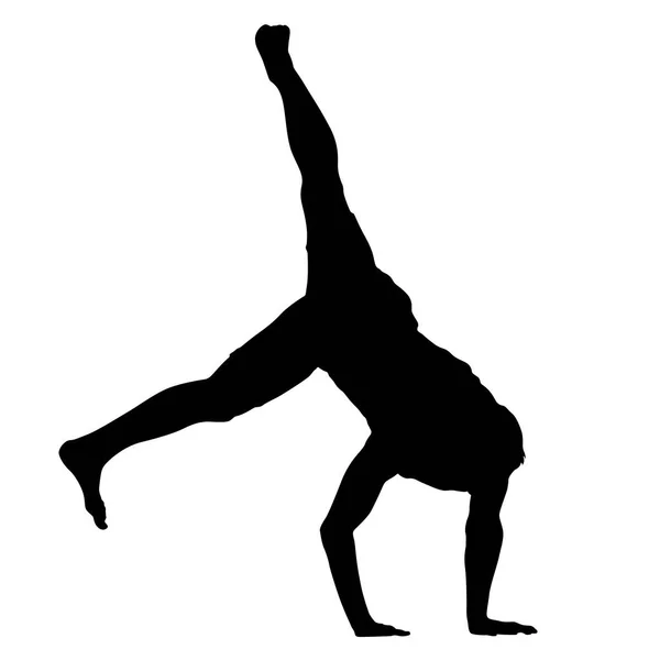 Black Silhouettes breakdancer on a white background — Stock Vector