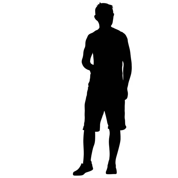 Black silhouette man standing, people on white background — Stock Vector