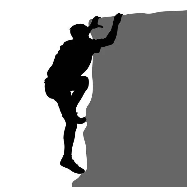 Silhouette nera arrampicatore su sfondo bianco — Vettoriale Stock