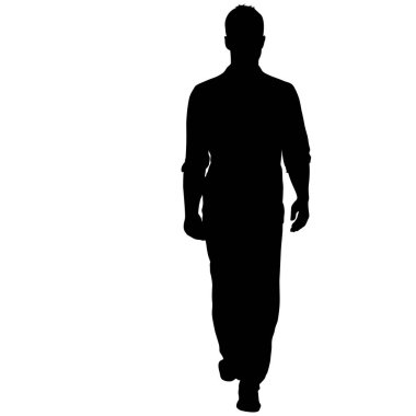 Beyaz arka plan üzerinde duran insanlar silüeti