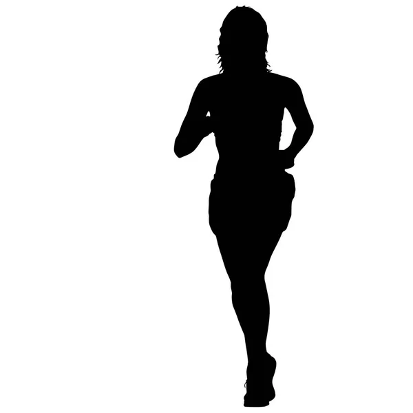 Silhouette des laufenden Mädchens auf weißem Hintergrund — Stockvektor