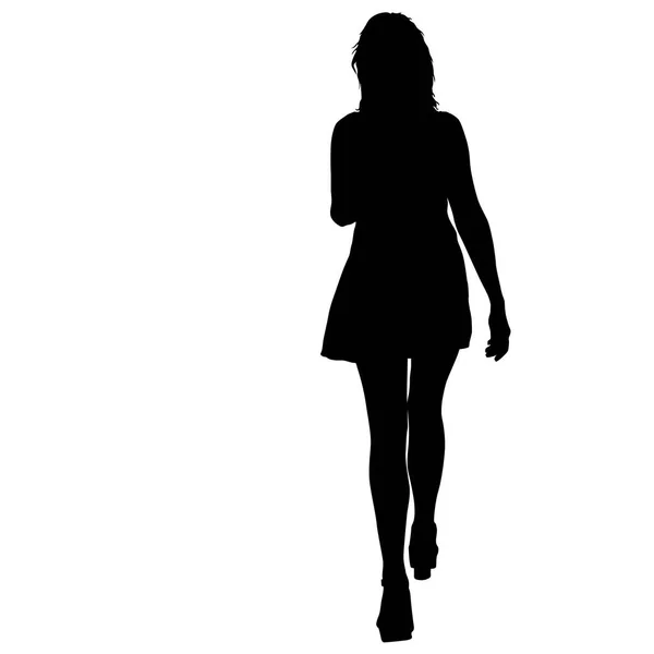 Silhouette di persone che camminano su sfondo bianco — Vettoriale Stock