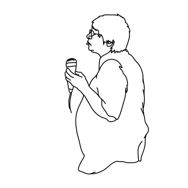 Beliebte Sängerin Silhouette Illustration isoliert auf weißem Hintergrund — Stockvektor