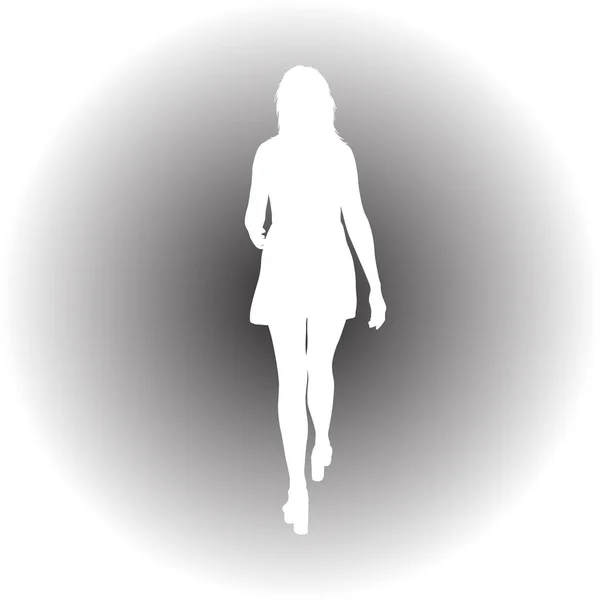 Silhouette noire d'une belle fille sur fond blanc — Image vectorielle