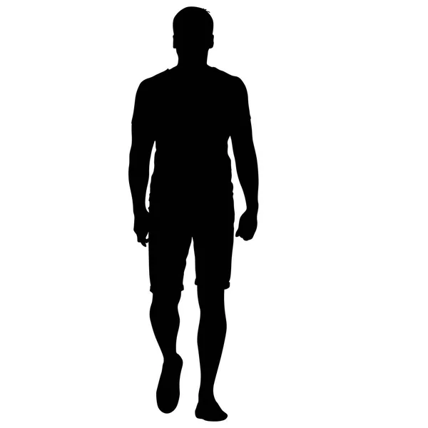 Black silhouette man standing, people on white background — Stock Vector