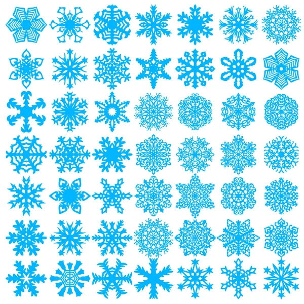 Conjunto de ícones de flocos de neve no fundo branco, ilustração vetorial — Vetor de Stock