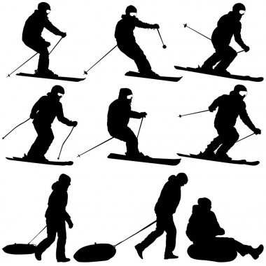 Yamaç spor siluet hız ayarlama dağ kayakçı