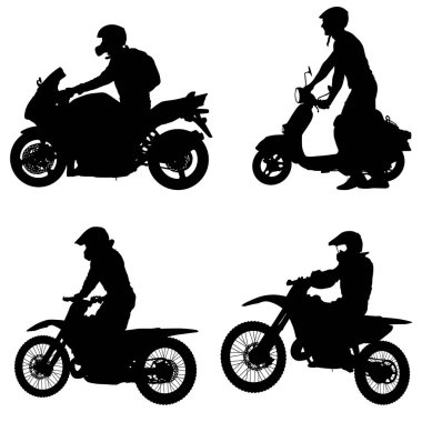 Set siluetleri binici yer aldığı beyaz arka plan üzerinde Motokros Şampiyonası