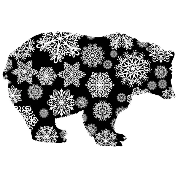 Christmas card bear in snowflakes on a white background — Stock Vector