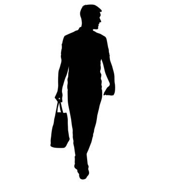 Beyaz arka planda yürüyen bir adamın silüeti..