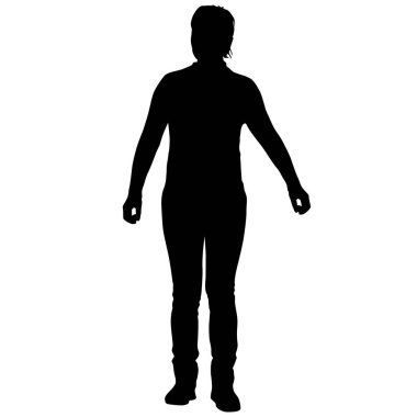 Beyaz arka planda yürüyen bir kızın silüeti..