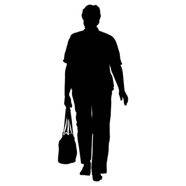 Beyaz arka planda yürüyen bir kızın silüeti..