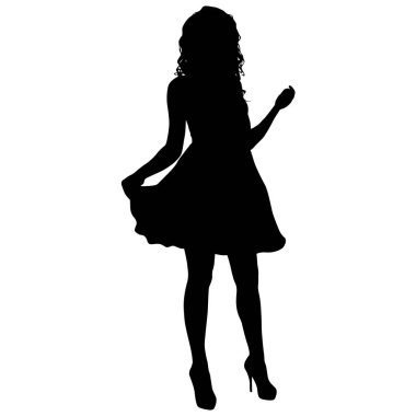 Beyaz arka planda yürüyen bir kızın silüeti..