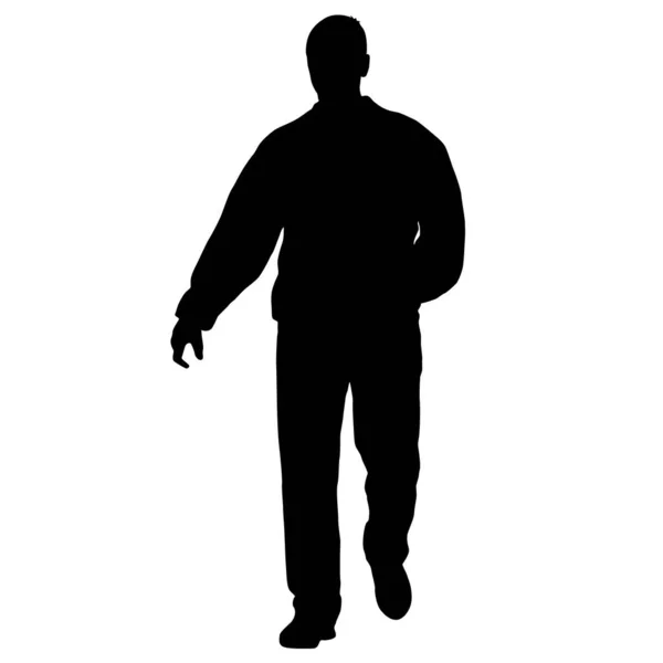 Silhouette Walking Man White Background — Stock Vector