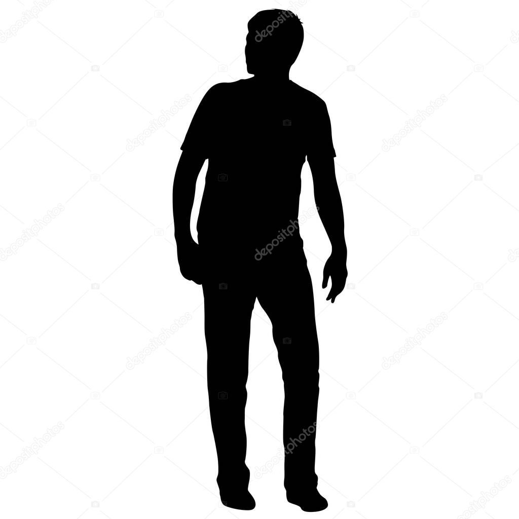 Silhouette of a walking man on a white background.