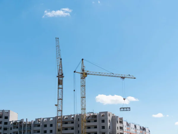 Construction Site Two Cranes Sky — Stock Photo, Image