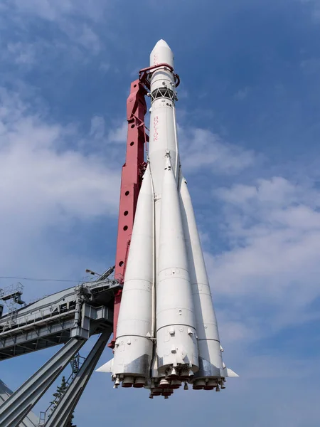 Moscow Russia April 2019 Booster Rocket Vostok Pavilion Space Vdnch — Stock Photo, Image