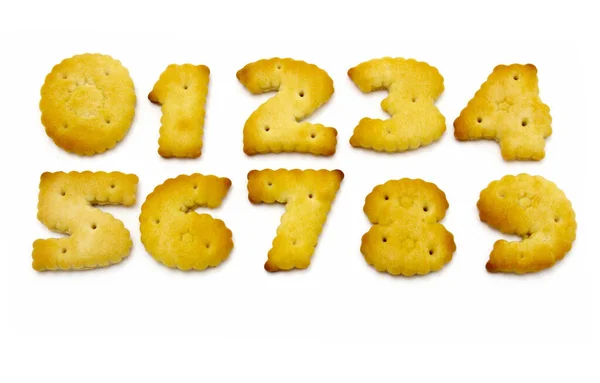 白い背景に数字の形で黄色のクッキー — ストック写真