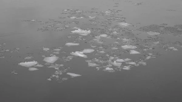 春の高水 春には川に浮かぶ氷の流れ — ストック写真