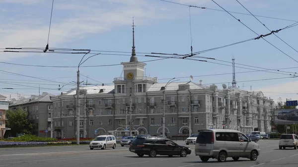 Barnaul Augusztus Központi Terület Város Csúcsforgalomban Augusztus 2018 Barnaul Oroszország — Stock Fotó