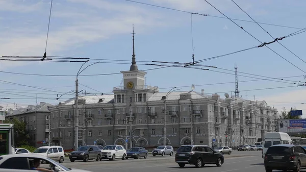 Barnaul Augusztus Központi Terület Város Csúcsforgalomban Augusztus 2018 Barnaul Oroszország — Stock Fotó
