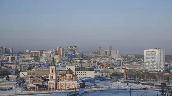 Kota Barnaul Pemandangan Kota Dan Gereja Altai Rusia — Stok Foto