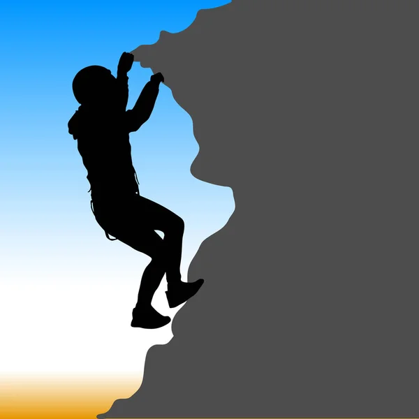 Black Silhouette Rock Climber White Background — Stock Vector
