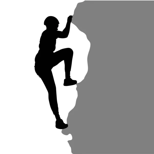Black Silhouette Rock Climber White Background — Stock Vector
