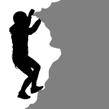 Beyaz arka planda siyah siluet dağcı.