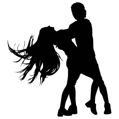 Beyaz arka planda dans eden siyah siluetler..