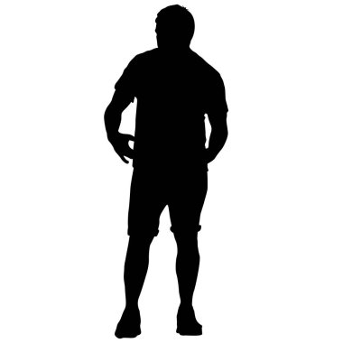 Ayakta, insanlar beyaz arka planda siyah siluet kişi.