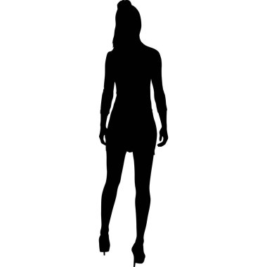 Beyaz arka planda güzel bir kızın siyah silueti..