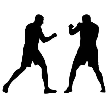 Beyaz arka planda siyah bir boksör silueti..