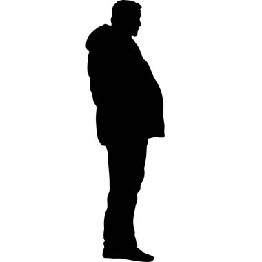 Beyaz arka planda yürüyen bir adamın silüeti..