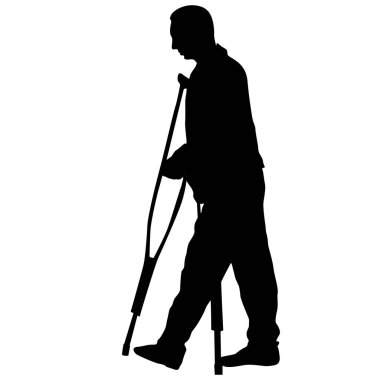 Beyaz arkaplanda engelli insanların silueti.