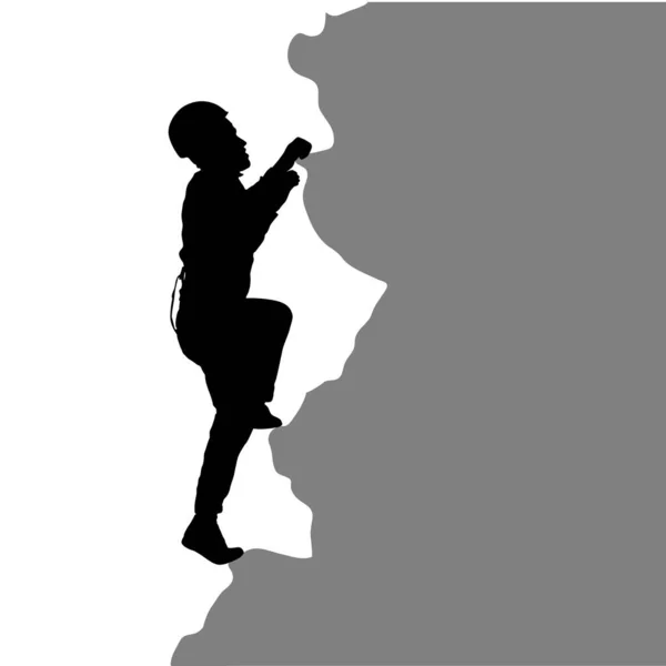 Silhouette Noire Grimpeuse Sur Fond Blanc — Image vectorielle