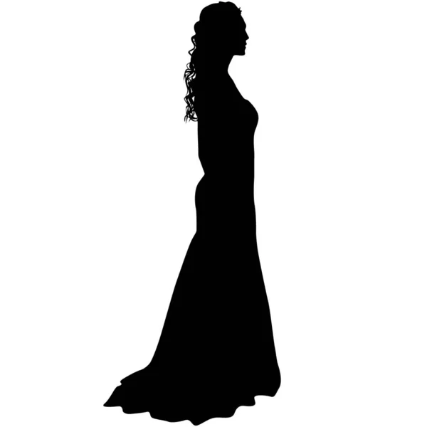 Silhouette Noire Une Belle Fille Sur Fond Blanc — Image vectorielle