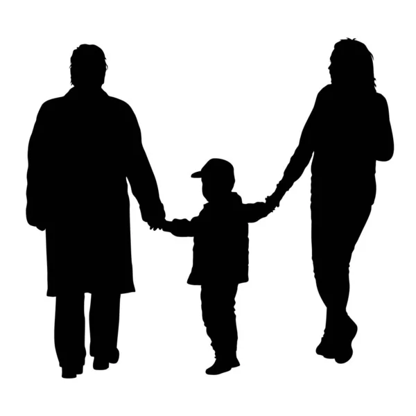 Silhouette Happy Family White Background — Stock Vector