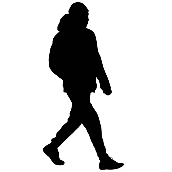 Silhouette Walking Man White Background — Stock Vector