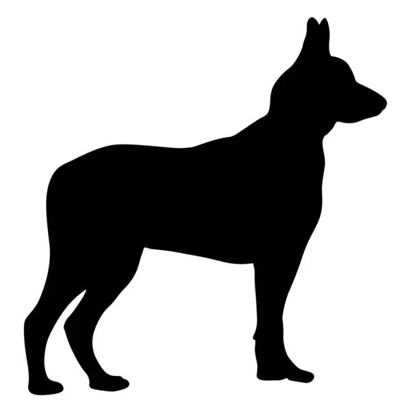 Shepherd Dog Black Silhouette White Background — Stock Vector