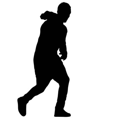 Ayakta, insanlar beyaz arka planda siyah siluet kişi.