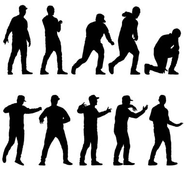 Beyaz Arkaplanda Duran Siluet Grubu.