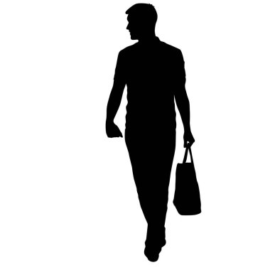 Beyaz arka planda yürüyen bir adamın silüeti..