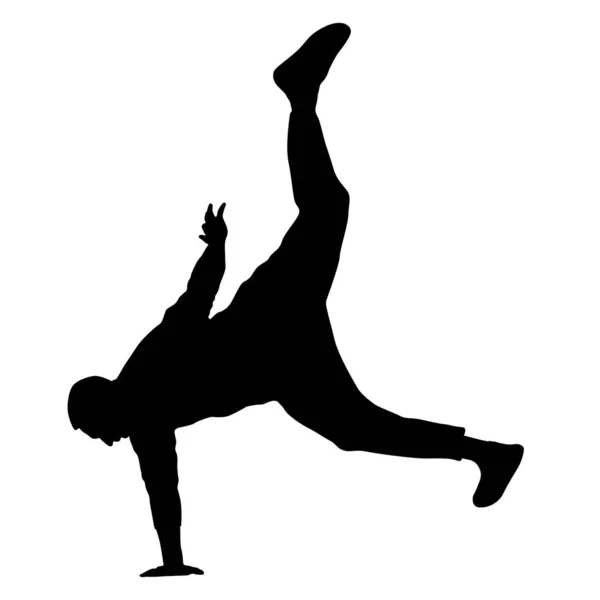 Black Silhouettes Breakdancer White Background — Stock Vector