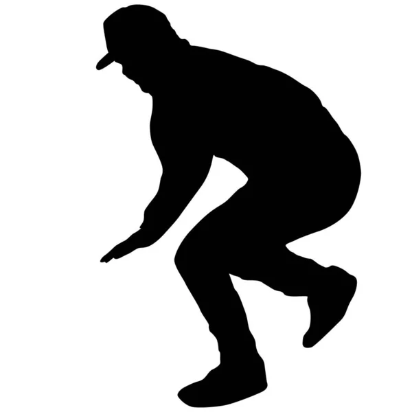 Siluetas Negras Breakdancer Sobre Fondo Blanco — Vector de stock