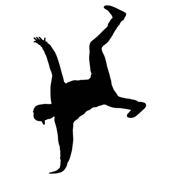 Black Silhouettes Breakdancer Белом Фоне — стоковый вектор